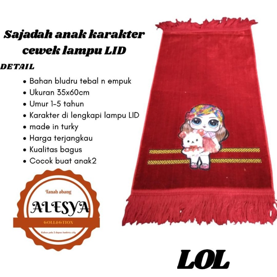 sajadah anak cewek karakter bahan beludru/harga best seller dan bisa bayar ditempat/COD