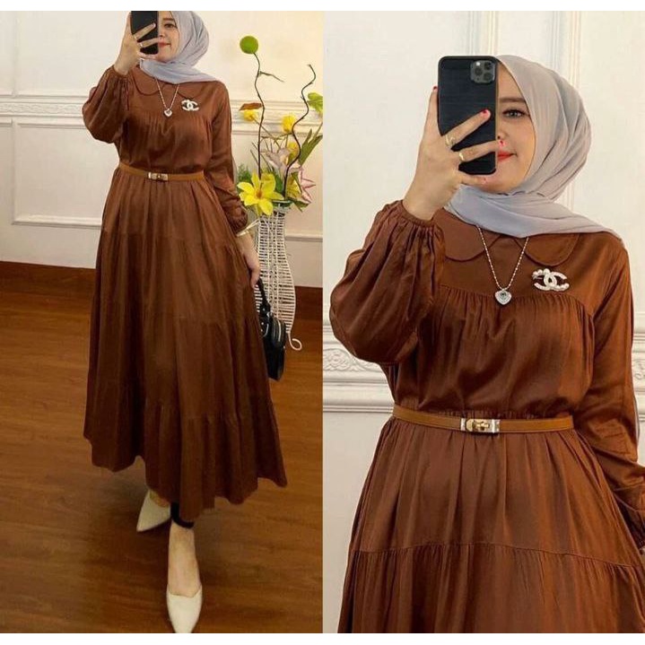 Gamis susun polos | gamis midi canda terbaru Free Bross