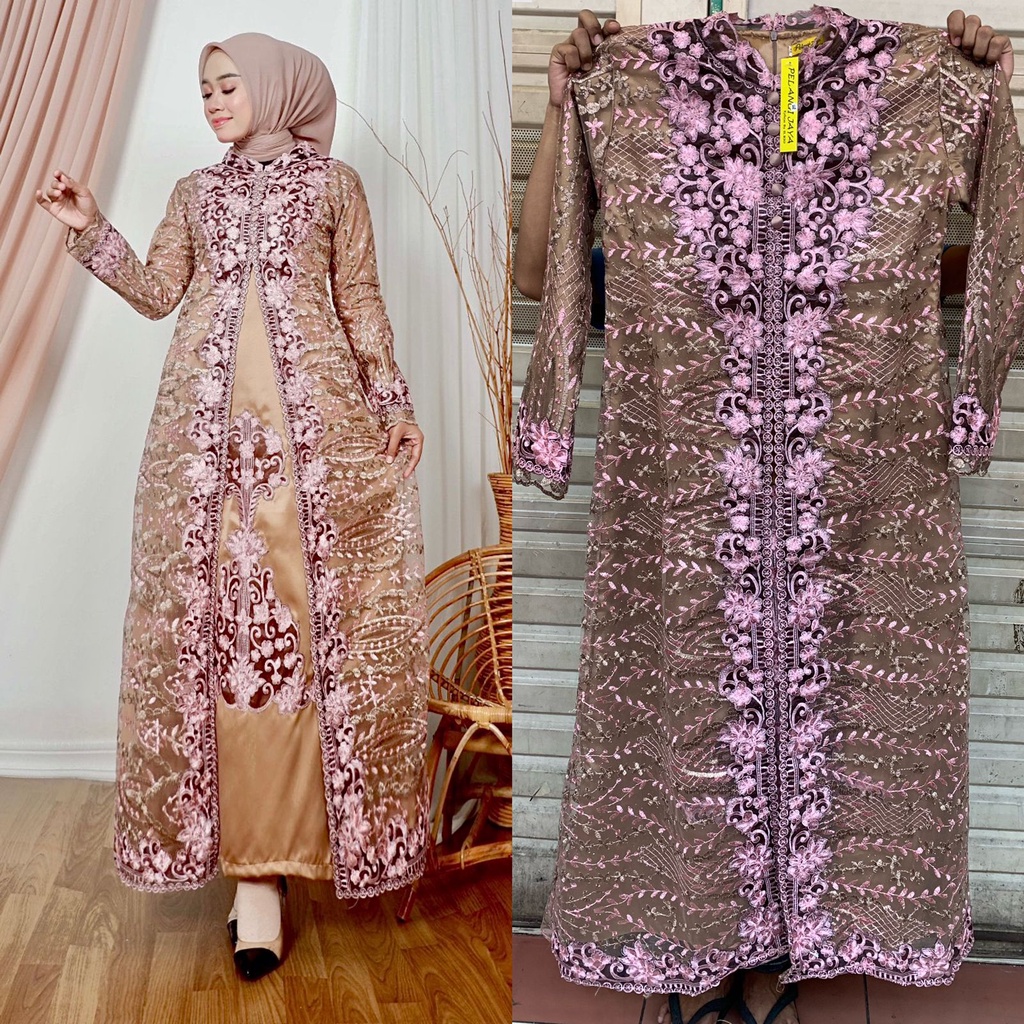 Gamis Marwah Bordir Brand Pelangi Jaya Premium || Gamis Kombinasi 2 Warna || Gamis Wisuda Remaja Modern || Seragam Pesta Mewah || Gamis Tille Terbaru 2022 || [COD] Bayar di Tempat