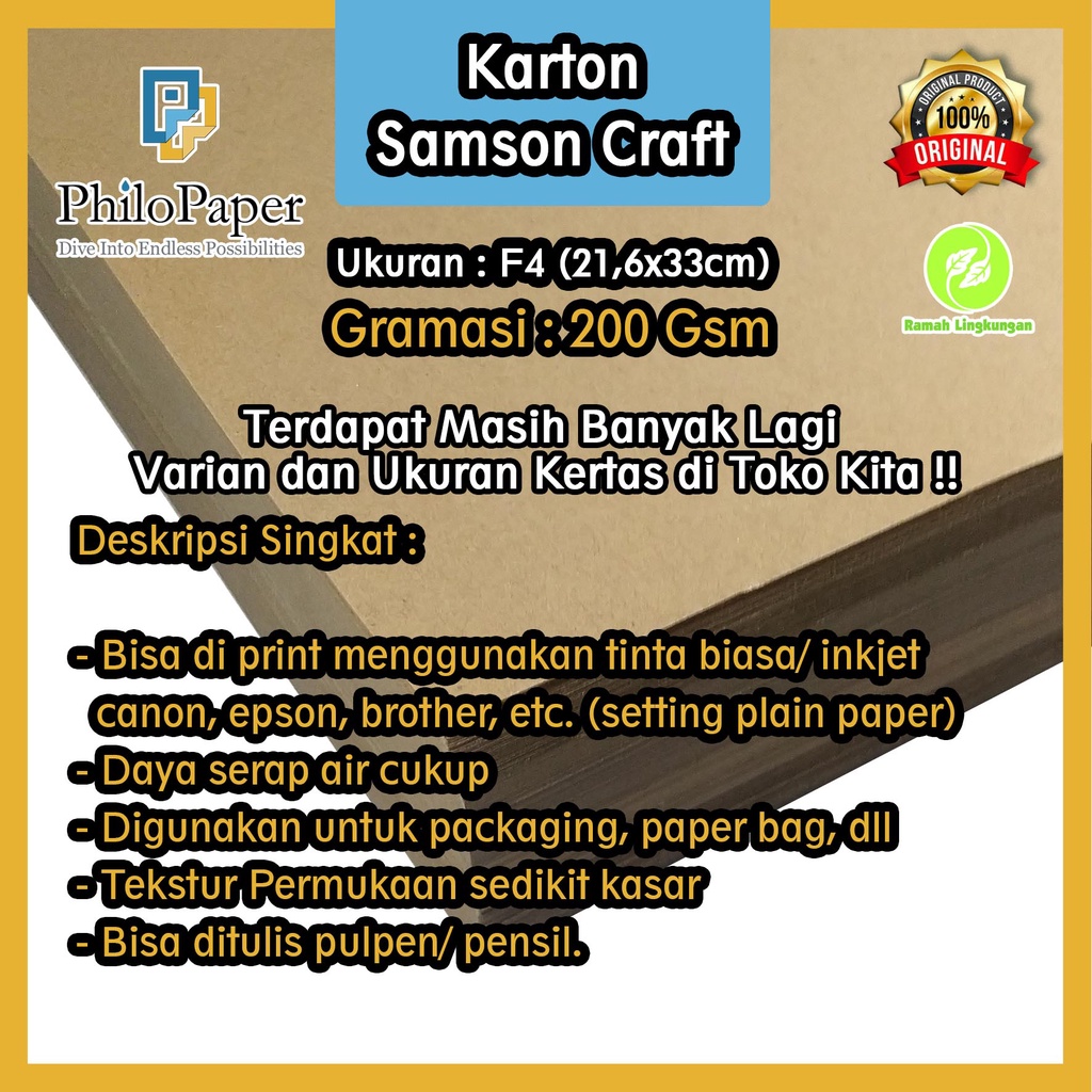 

Kertas Samson Craft 200 Gsm F4