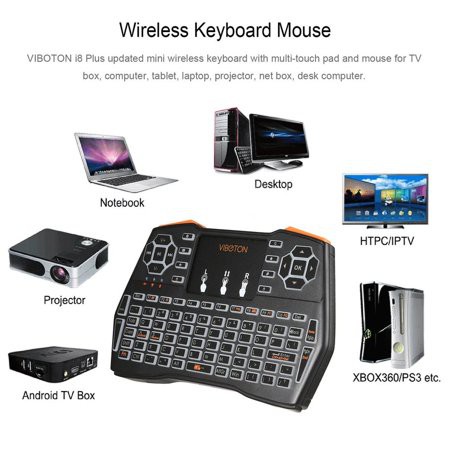 Keyboard Wireless VIBOTON i8 Plus 2.4GHz Wireless  3-Color Backlight (biru,hijau,merah)