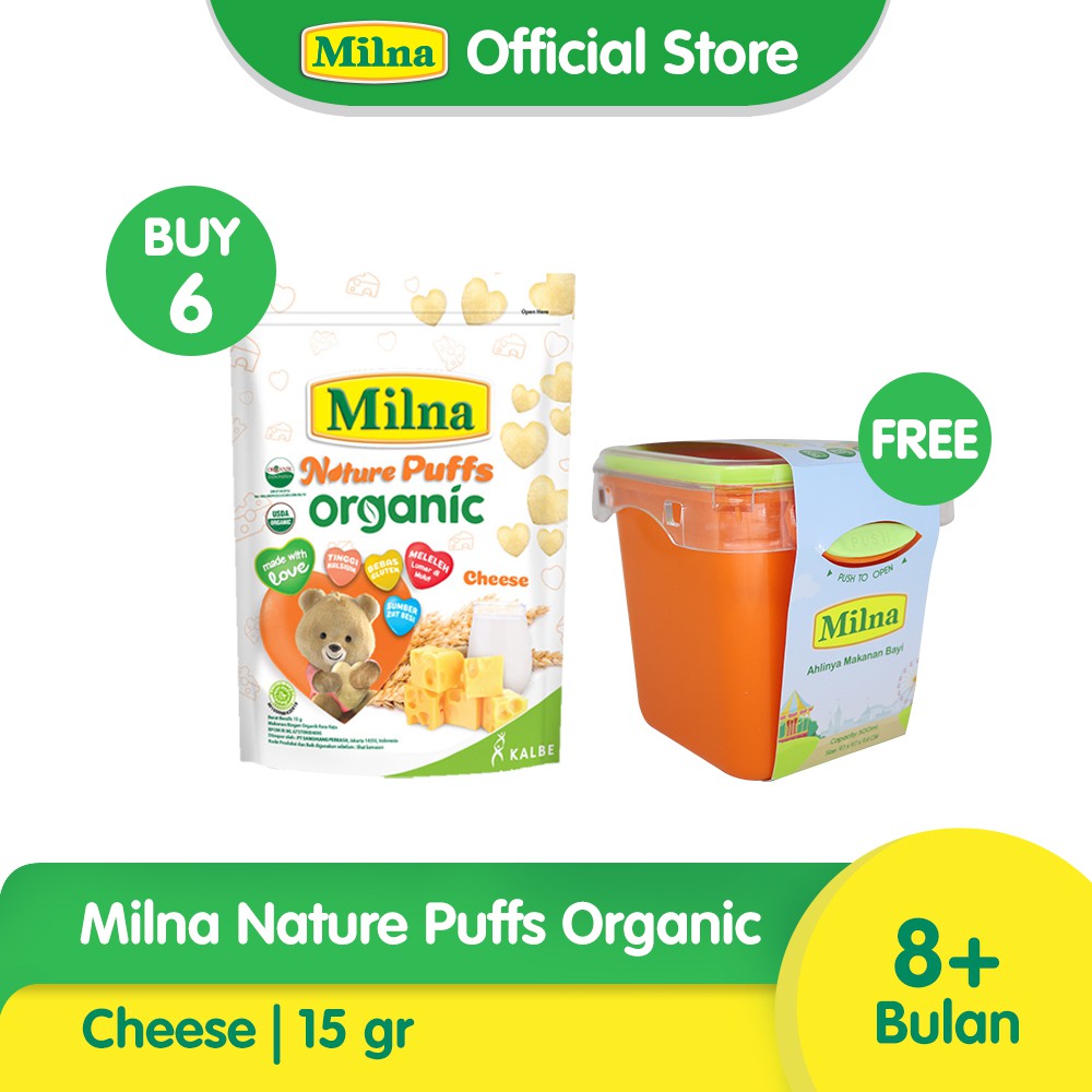 

Paket 6 Milna Nature Puff Organic 15gr Free Food Container