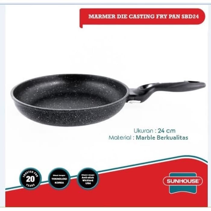 Sunhouse Frypan Marble Anti Lengket Hitam 24 cm SBD24