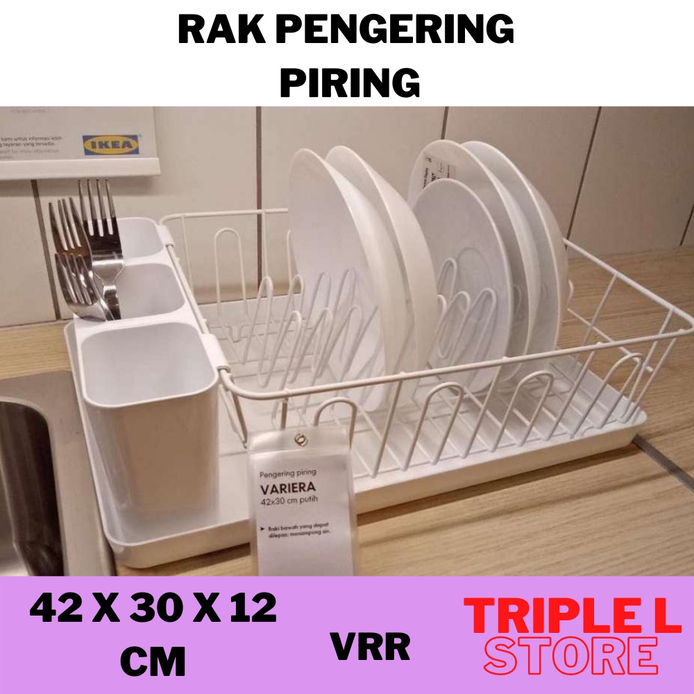 Rak Piring Tempat Pengering Piring Mangkuk Gelas Sendok Putih