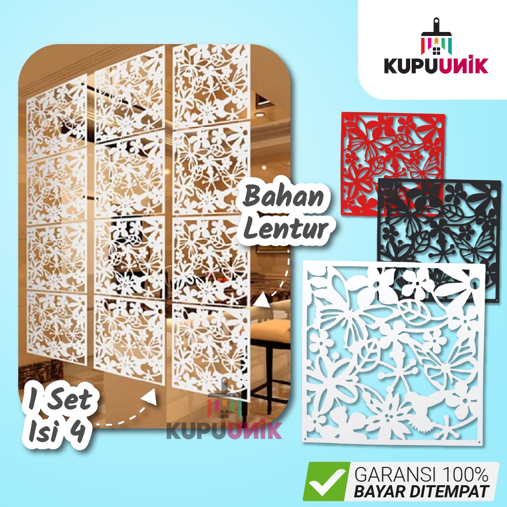 (1set Isi 4) Sekat Pembatas Ruangan Minimalis Vintage Plastik Hiasan Dinding Dekorasi Dinding PVC 75