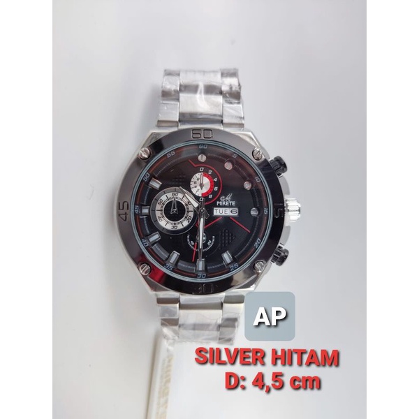 Jam Mirete Original Cowok silver tgl hari