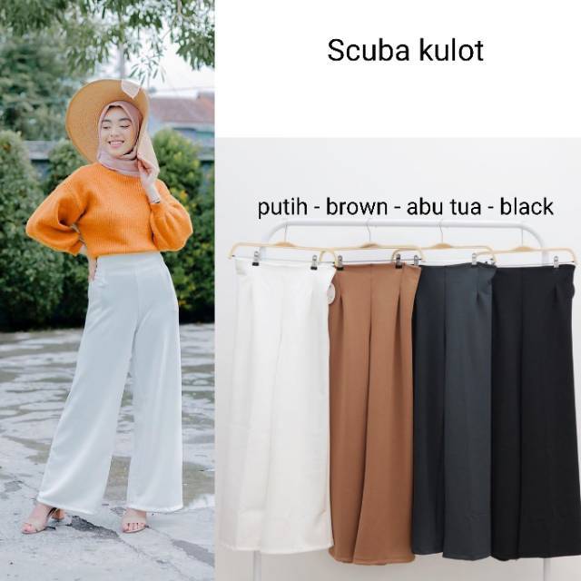 Scuba kulot putih hitam coklat HW SCUBA highways jumbo big size standar murah pinggang karet ish iym