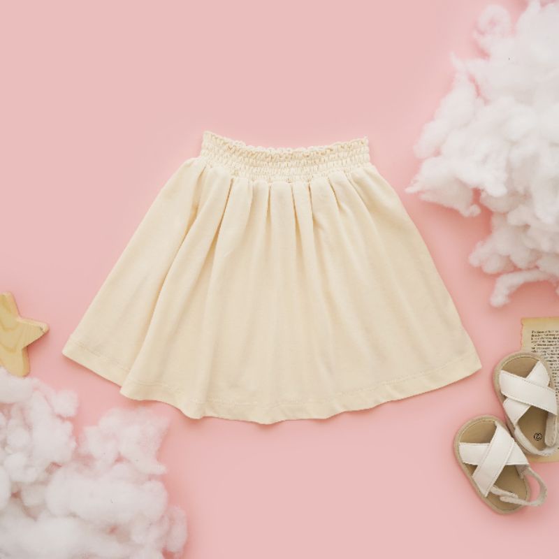 KanyanaYara Rok Kaos Anak Perempuan Krem Celana Rok Anak Cewek Lucu Simple Cream -RK009