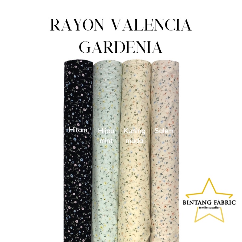 1 Rol Kain Rayon Valencia Motif Gardenia Emilia ± 55 yard