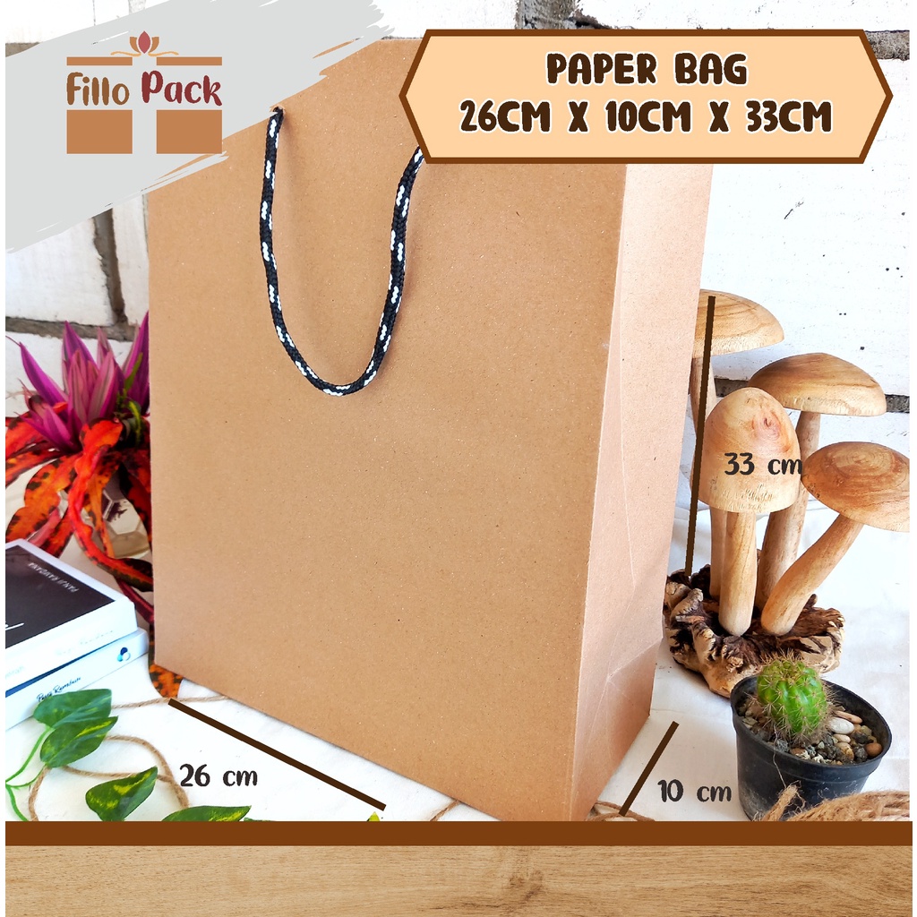 

paper bag 26x10x33 paper bag besar tebal 130gsm/paper bag estetik/paper bag coklat/paper bag hajatan/paper bag kado