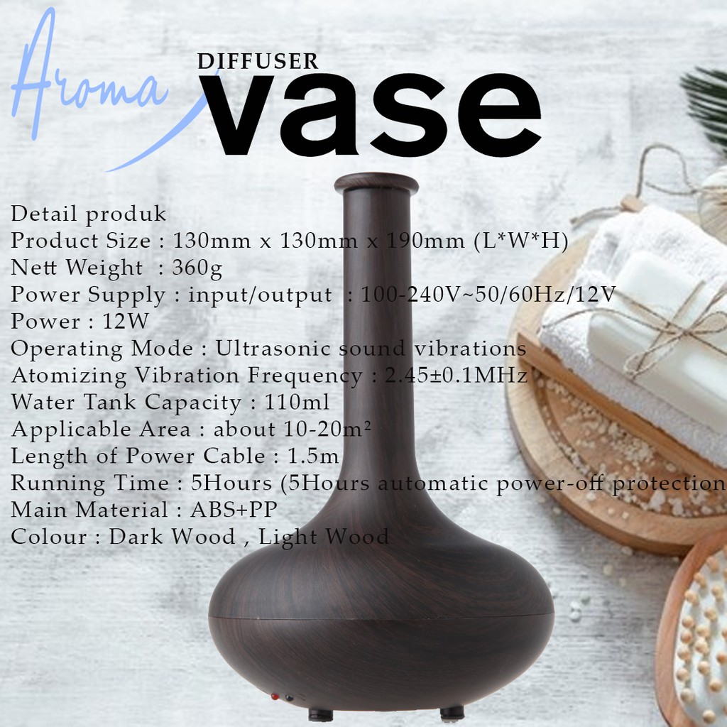 Wooden Vase Diffuser Aroma Theraphy Dark Wood And Light Wood | Diffuser | Pengharum Ruangan