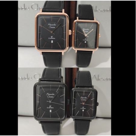 Original Jam tangan Pasangan Alexandre Christie Ac8662/ ac 8662 tali kulit