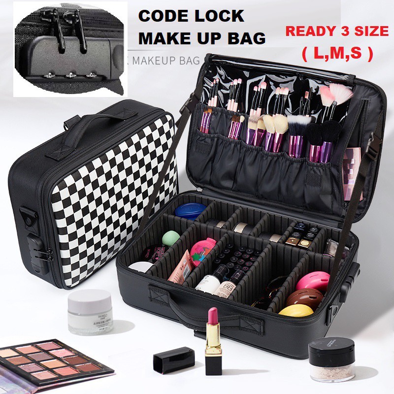 ( C0D ) NEW ARRIVAL TAS KOSMETIK TAS MAKE UP BEAUTY CASE MAKE UP BOX CODE LOCK MAKE UP BAG