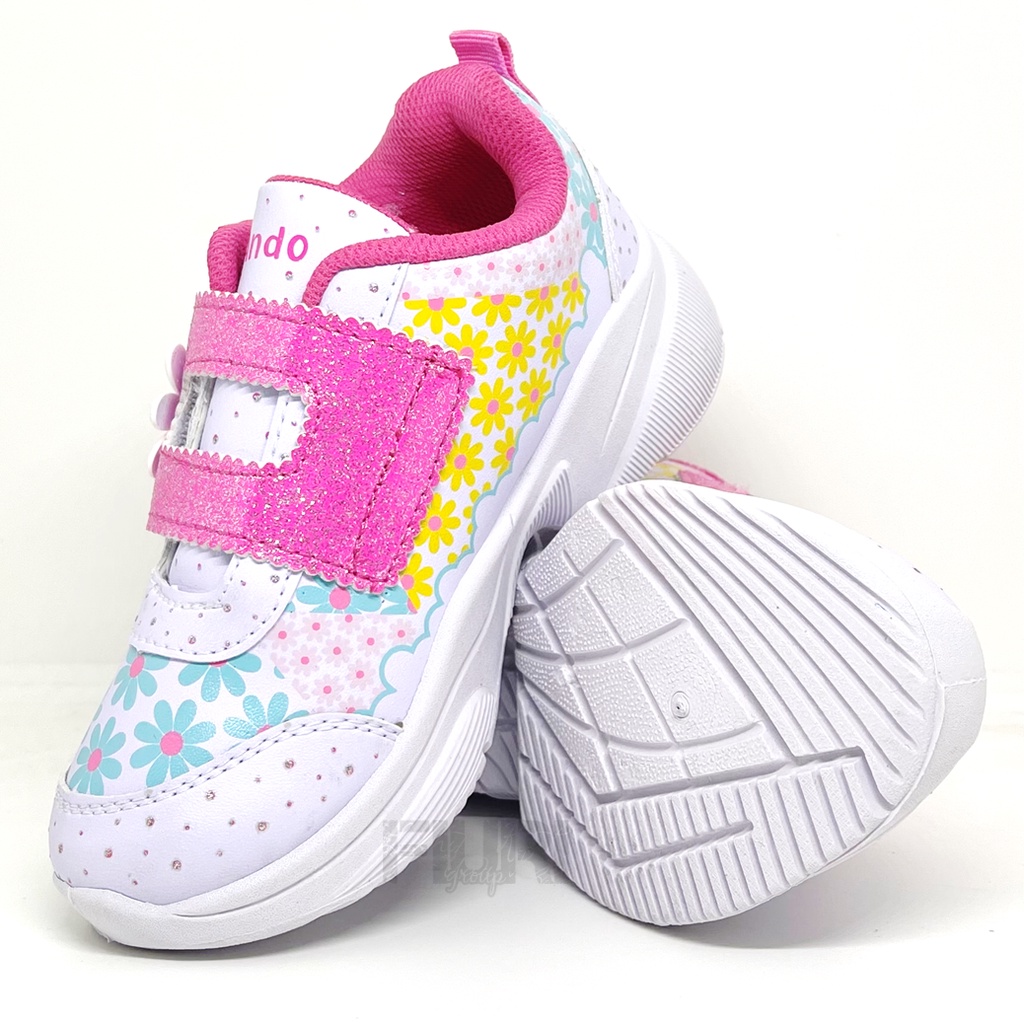 FIURI - ANDO ORIGINAL - MAGICAL FLOWER PEREKAT 29-32 PUTIH PINK BIRU - SEPATU SNEAKERS KANVAS SOL KARET ANAK KECIL PEREMPUAN  - SEPATU BERMOTIF BUNGA KETS LUCU FASHION TRENDY - SEPATU SEKOLAH PAUD TK KRETEKAN PEREKAT CEWEK PROMO DISKON BONUS KAOS KAKI