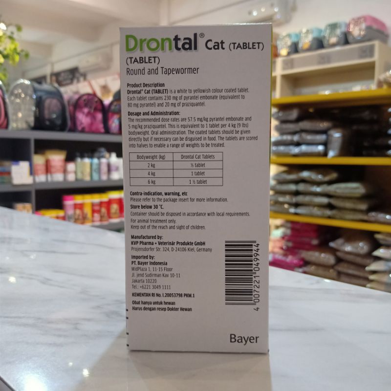 Drontal cat tablet / Obat cacing kucing / harga per pcs