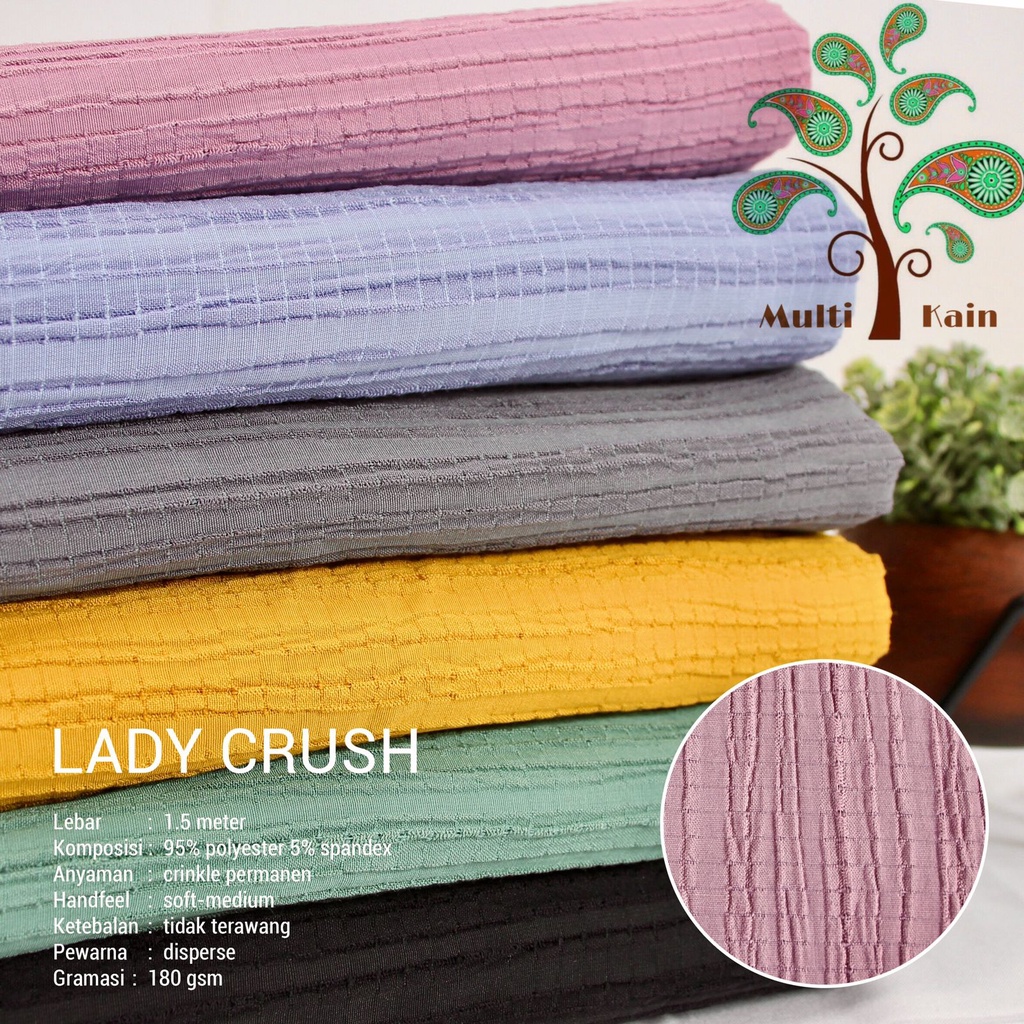 Multi Kain lady crush crinkle kerut lecek spandex stretch fashion eceran