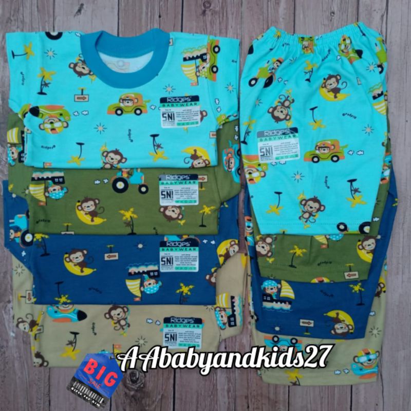 MOTIF RANDOM!!! 3Pasang Setelan Ridges Lengan Pendek Ukuran S M L XL SNI HIGHT QUALITY