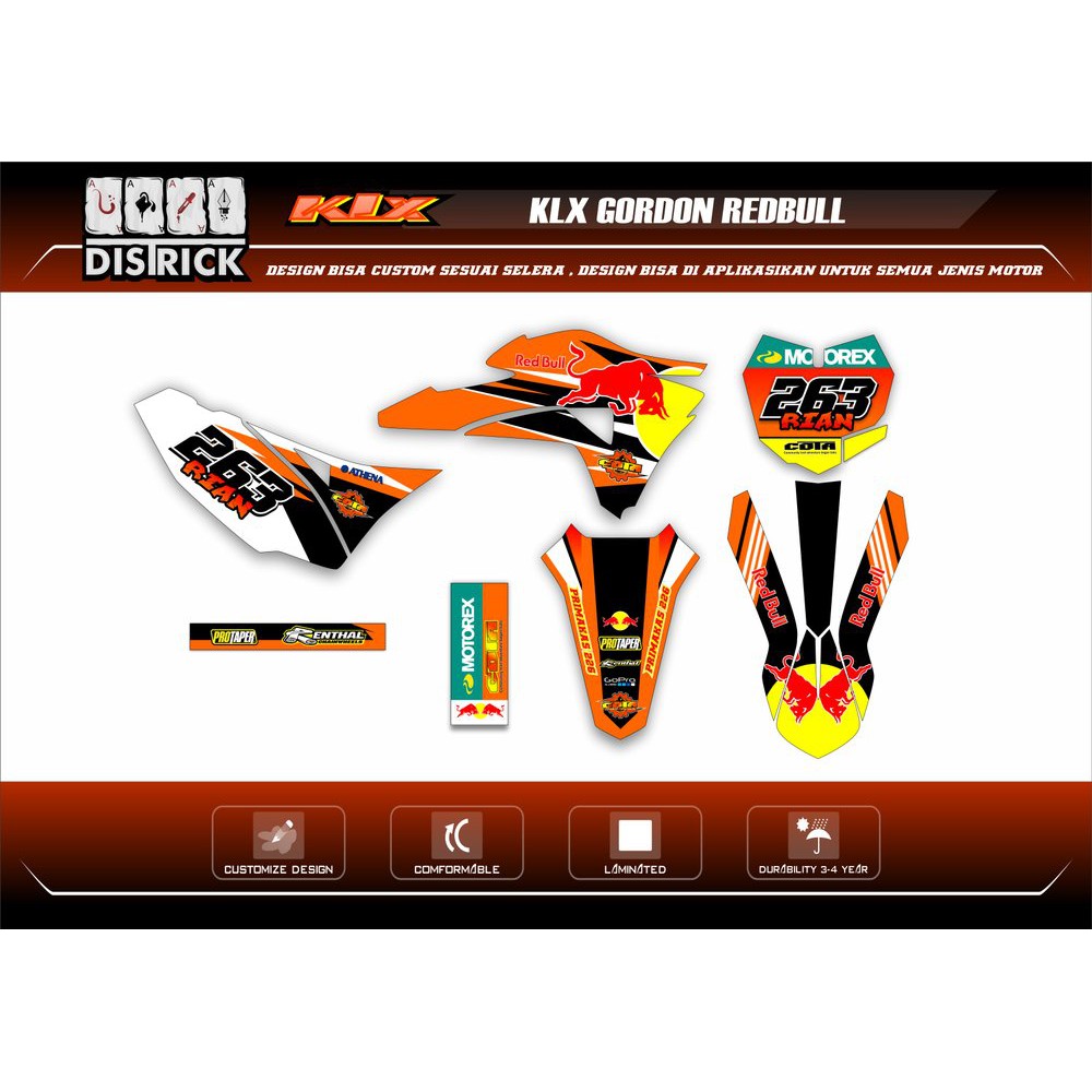 Decal KLX Gordon REDBULL