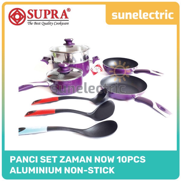 Supra Panci 10 Pcs Set Cookware Zaman Now Frypan Fry Pan Panci Wajan Penggorengan Teflon Non-Stick C