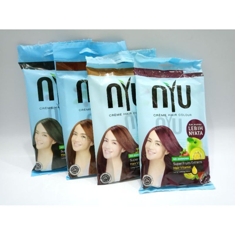 NYU HAIR COLOR SACHET KEMASAN BARU NYU SEMIR RAMBUT BUAT UBAN PEWARNA CAT RAMBUT NYU NATURAL BROWN