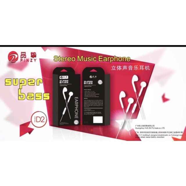 Headset Super Bass Pinzy D2 - Eaphone Music Streo Pinzy D2