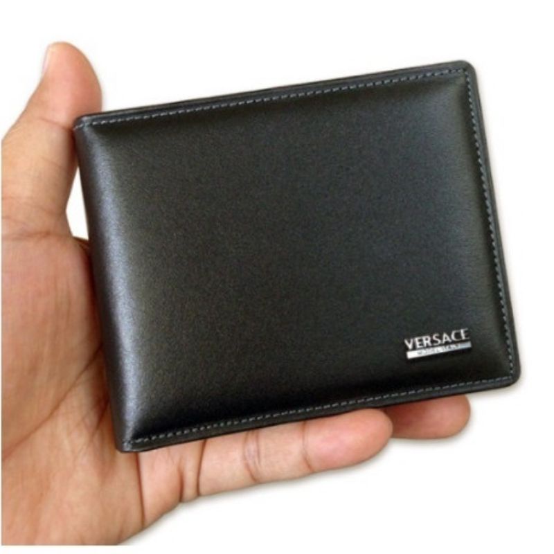 Dompet Pria BRANDED + Box Dompet Kulit Sintetis Lipat Murah Tebal-HITAM RANDOM