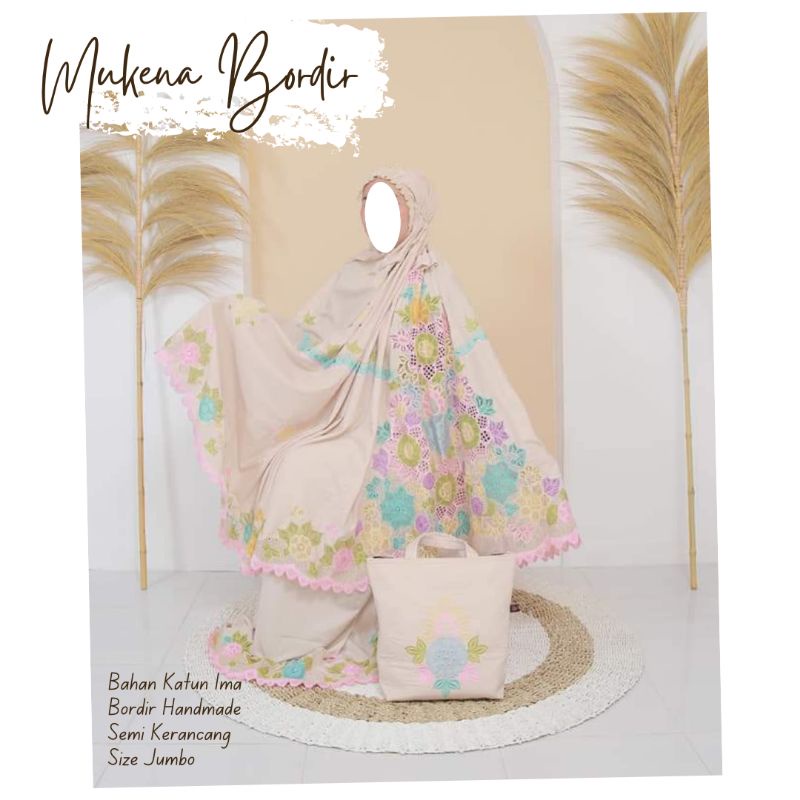 mukena bordir premium motif semi kerancang bordir bukittinggi