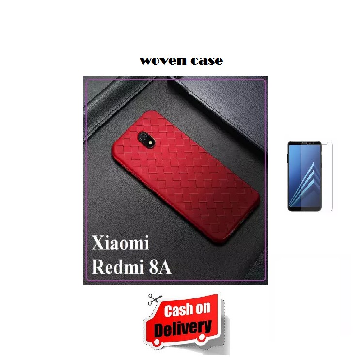 Case Xiaomi Redmi 8A Softcase Woven Anyaman Tenun - Free Tempered Glass