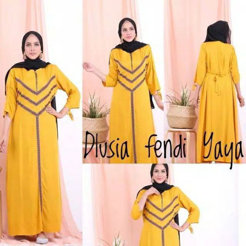 TERJANGKAU DASTER ARAB RENDA MOTIF FENDI YAYA DASTER BRUKAT RESLETING DEPAN