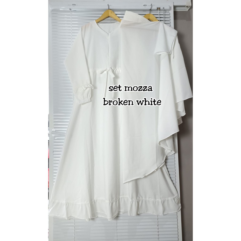 (COD) TERLARIS..!! GAMIS SET SYARI NABILAH/GAMIS WOLFIS SYARI SET HIJAB DAN CADAR-Broken White