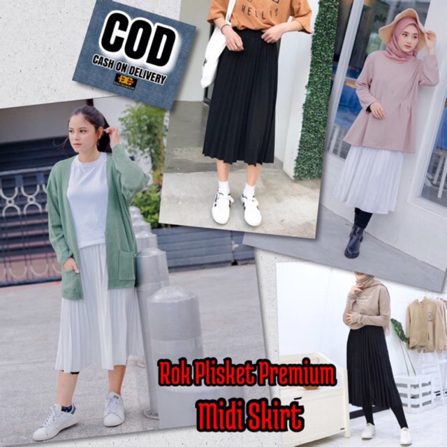 Rok Plisket Midi 7/8 | Rok Midi Plisket Premium Kualitas Import | Bahan tebel Fashion terlaris-1