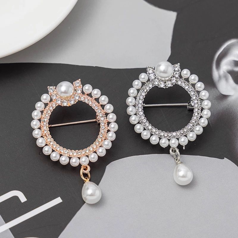 Athar shop COD Bros mutiara kristal fashion korea aksesoris fashion pin bros tuspin-C silver