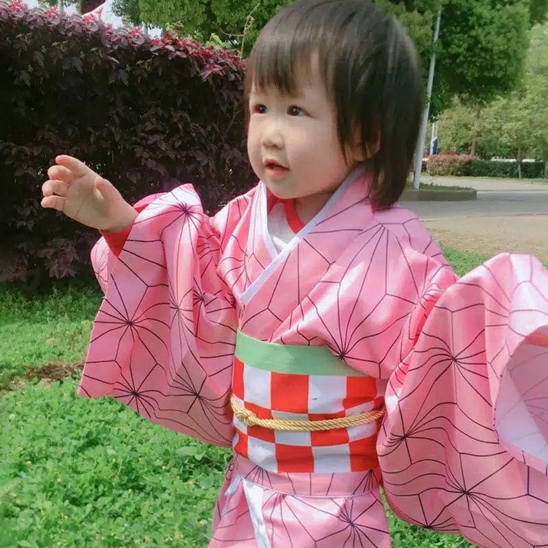 COSTUME KIDS COSPLAY NEZUKO KIMETSU NO YAIBA HAORI YUKATA KIMONO JEPANG ANIME