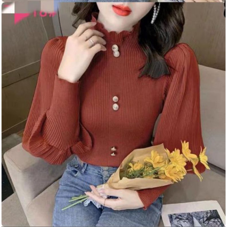 blouse rajut jolie import fashion terbaru kekinian