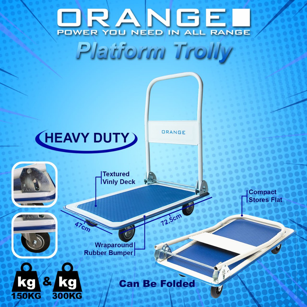 ORANGE HAND TROLLEY 150 KG TROLI LIPAT ALAT ANGKUT BARANG GALON