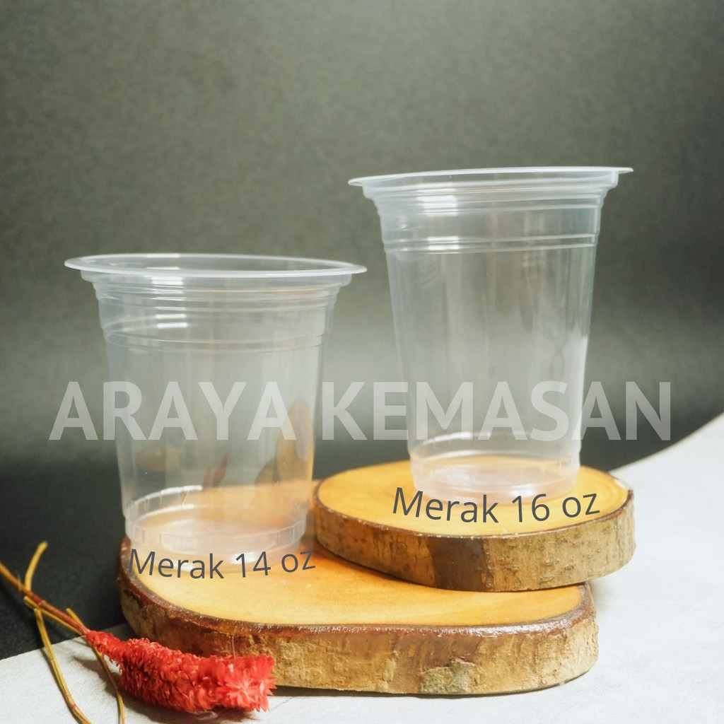 Cup Gelas / Gelas Plastik Merak ukuran 12, 14, 16 oz isi 50 pcs
