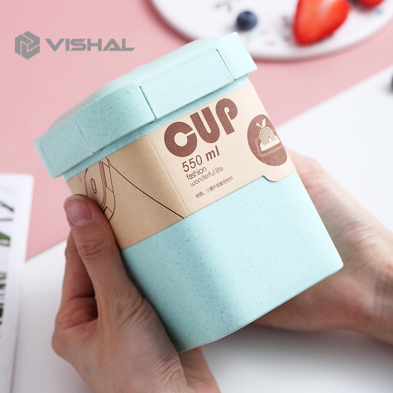 VISHAL Cangkir Sup 550ml /Anti Bocor Tumpah Portable Sop Cup /Dapat dipanaskan VS-60