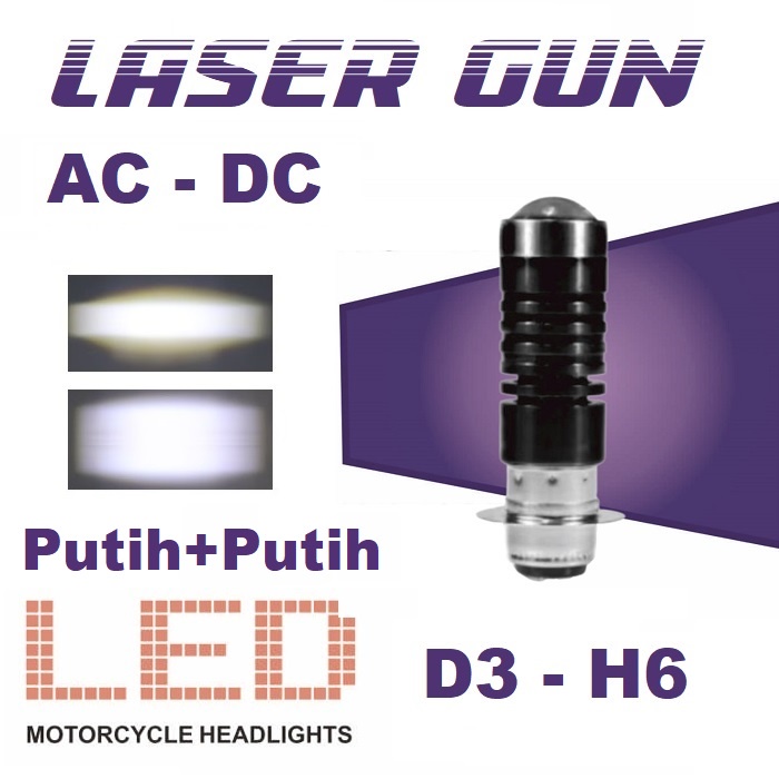 Lampu Utama LED Laser Gun Motor Lasergun H6 H4 AC DC VINYX CSP D2 D3 D2A Mobil Hi Lo 2 Warna Bebek Matik Matic