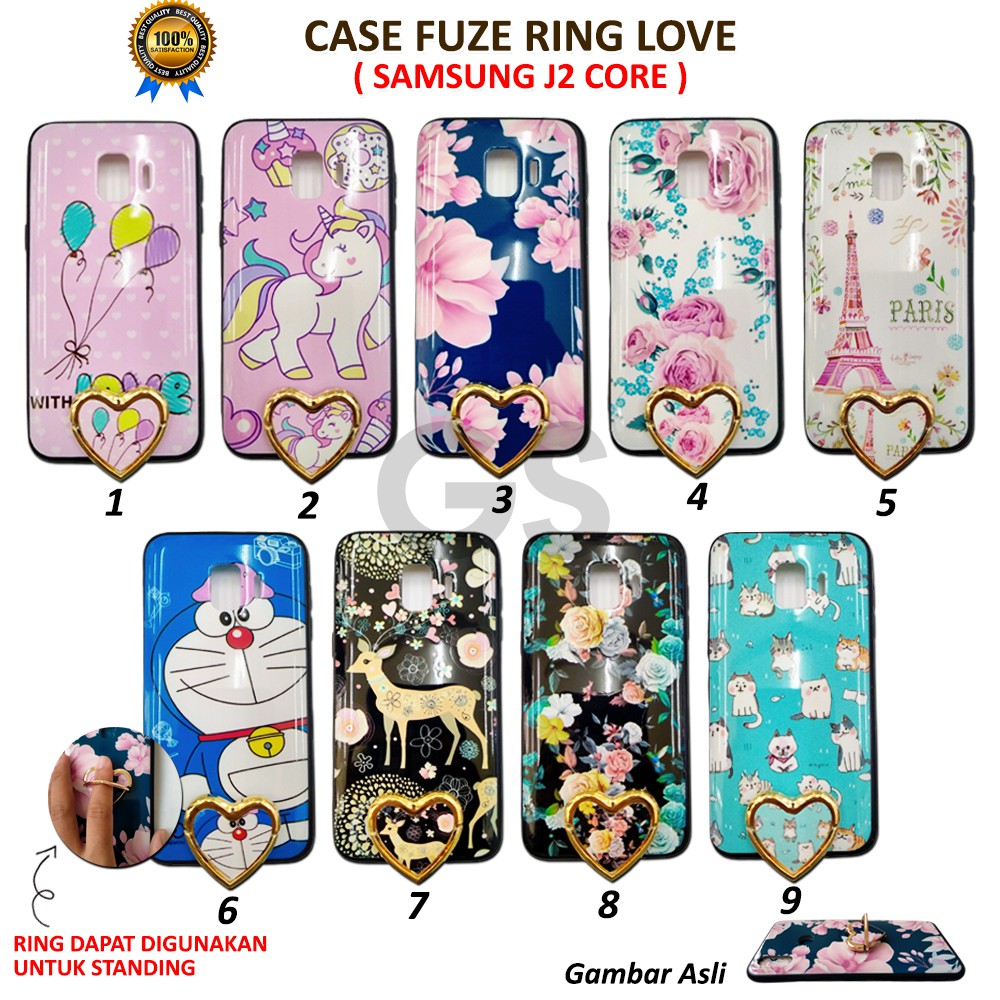 Casing hp import Samsung J2 CORE   Case hp  Fuze Ring Love korea style