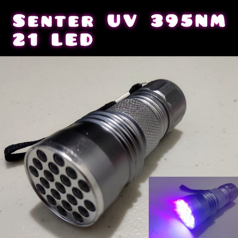 Senter Lampu UV 21 LED Ultraviolet Metal Jig Lure dan Uang Palsu