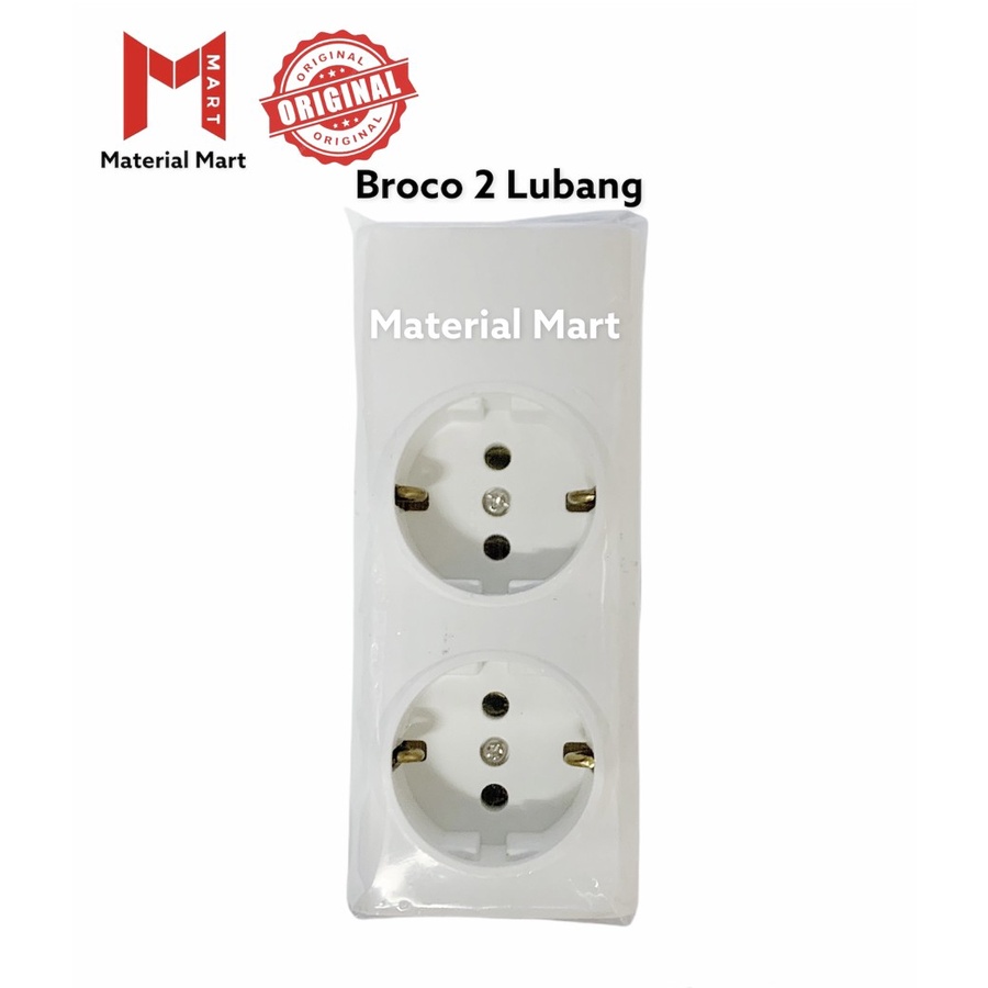 Stop Kontak Uticon 2 Lubang ST-128 | Stop Kontak Broco 2 Lubang 15321 | Material Mart