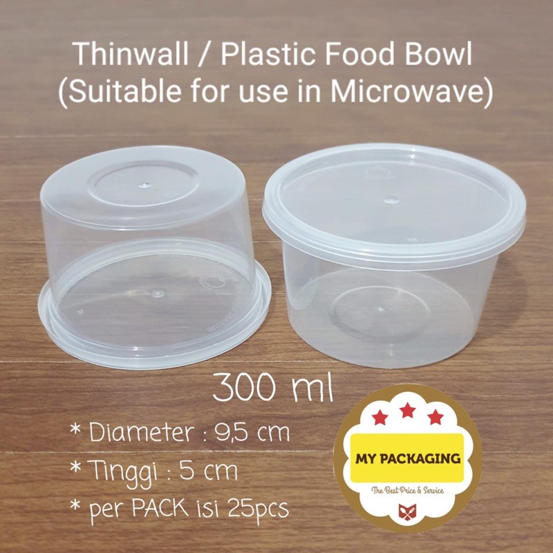 Mangkok Plastik 300ml / Thinwall 300 ml DATAR FLAT- 25buah BPA FREE