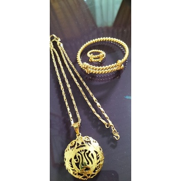 1set kalung Dinar gelang cincin lapis emas24k