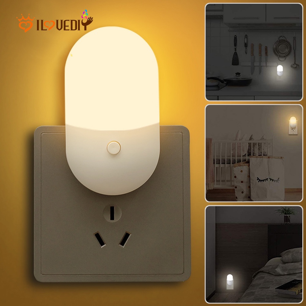 Lampu Malam LED Wireless Dimmable Plug EU / US Untuk Kamar Bayi / Koridor / Dapur