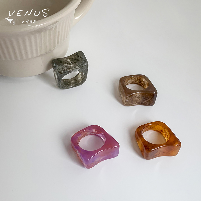 Cincin Bahan Resin Gaya Retro Korea Untuk Aksesoris Perhiasan