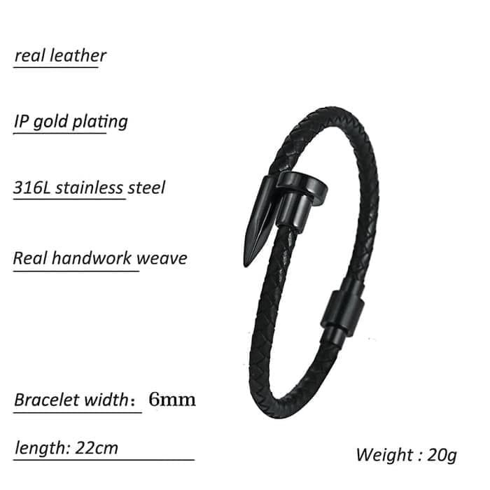 Gelang Kulit Import Cartier Black Titanium Model Paku