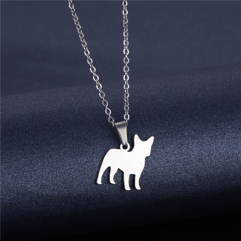 Eropa dan Amerika Ingin hewan ornamen wanita anjing stainless steel Kalung fashion pasangan liontin