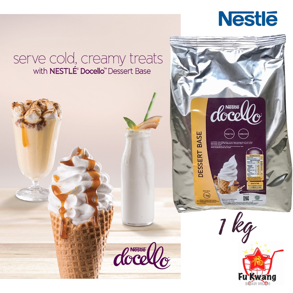 Nestle Docello Dessert Base 1 kg / Soft Ice Cream / Es Krim Lembut / Milkshake / Smoothies / Ice Blended