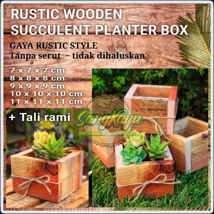 Wood succulent planter rak tanaman hias pot sukulen kayu rustic box 5