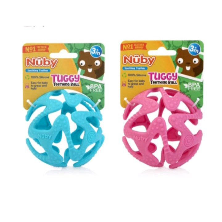 Nuby TUGGY Ball Teether Silicone 3m+ / Mainan Anak / Mainan Sensori Bayi